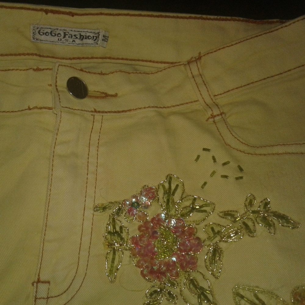 Embroidered/Sequined ankle cuffed pants